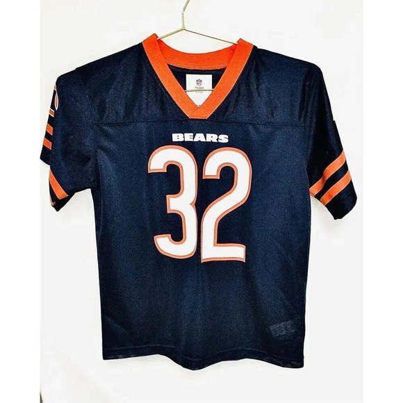 NFL Team Apparel Kids Navy Orange Chicago Bears Football Jersey Size Large 12/14 - Picture 1 of 9